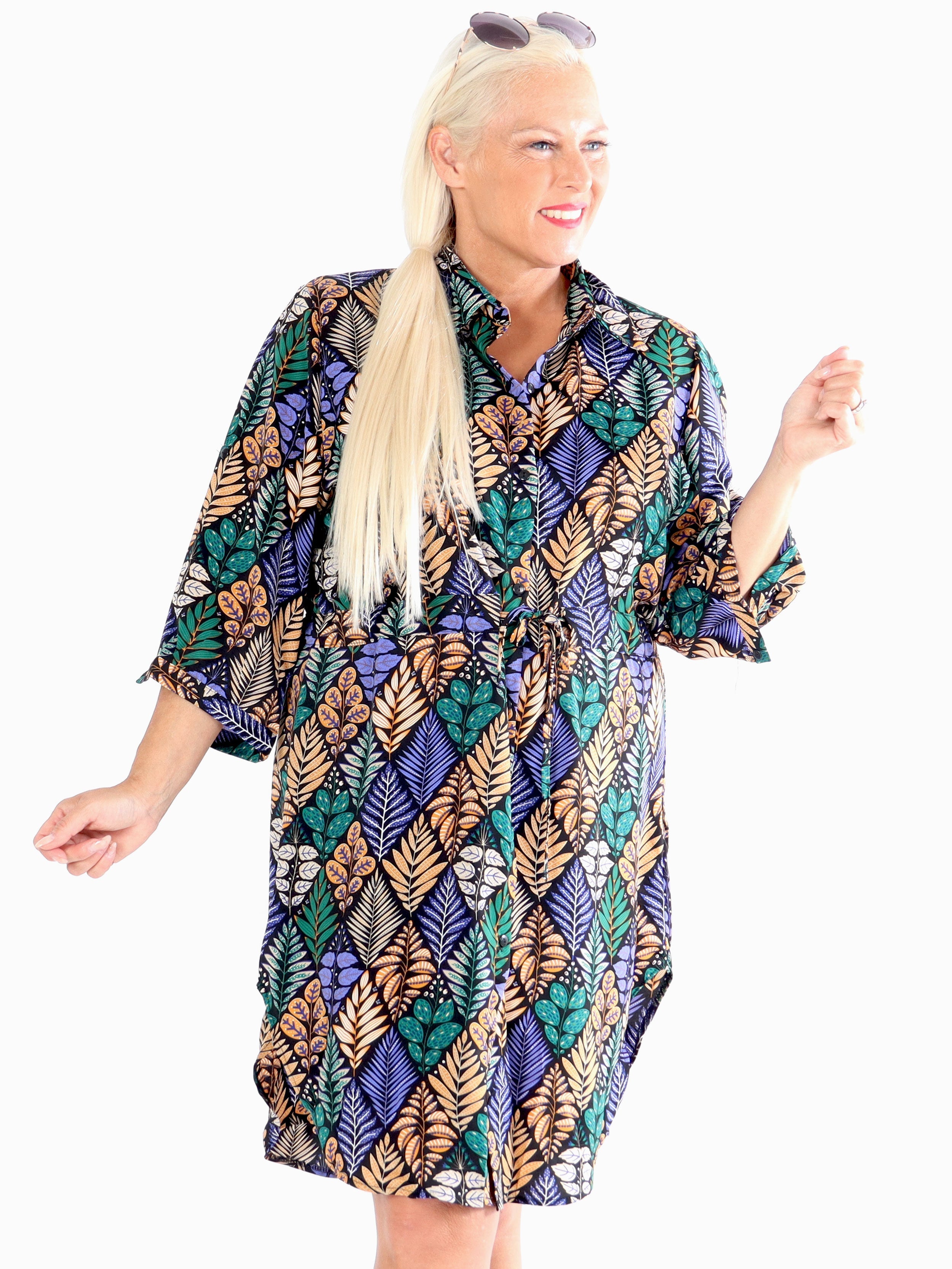 Lily - Mönstrad skjorta med band - 2XL